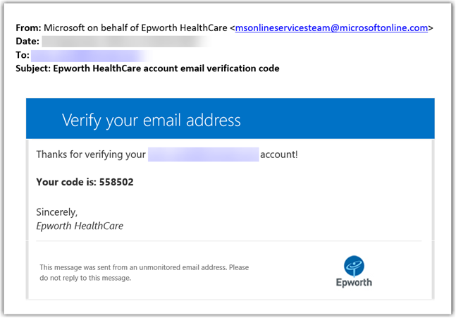 Verification code - Epworth HealthCare