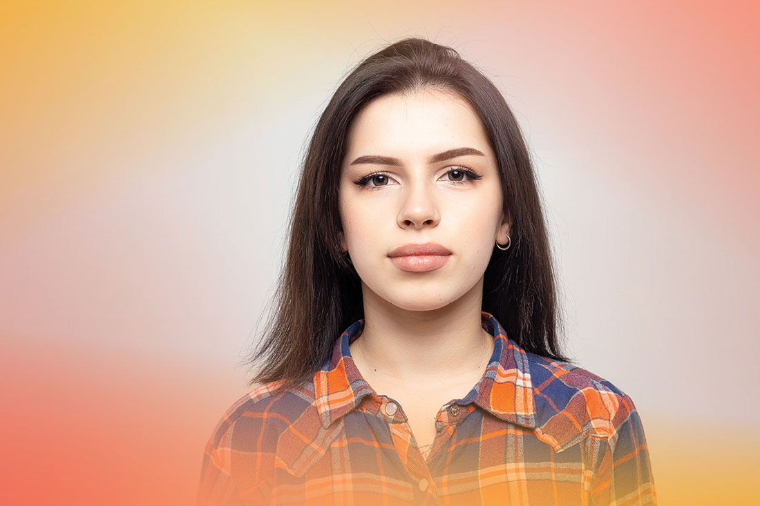 Young person looking directly at camera